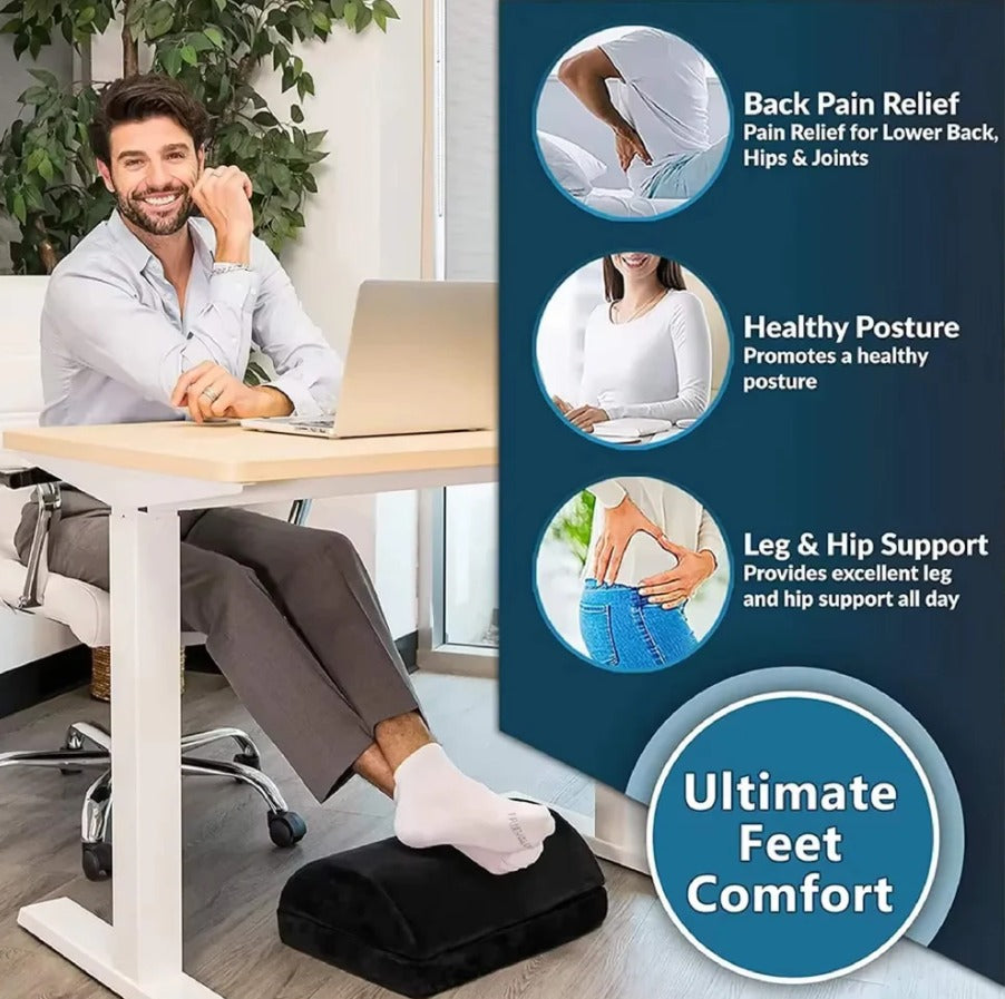 FlexiPulse™ Ergonomic Foot Rest for Under Desk – Adjustable Memory Foam Support